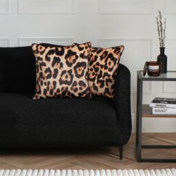 OHS 2 Pack Leopard Matte Velvet Cushion Covers in Natural - Size: 45 cm x 45 cm - thumbnail 1