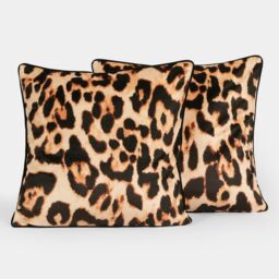 OHS 2 Pack Leopard Matte Velvet Cushion Covers in Natural - Size: 45 cm x 45 cm - thumbnail 2