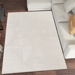 Desire Rugs Hamilton Modern Sheen Area Rug - Abstract Motif Geometric Lines Design in Cream - Size: 120 cm x 170 cm - thumbnail 1