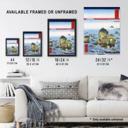 "Artery8 Futami Bay In Ise Province Retro Japan Framed Wall Art Print Hiroshige in Blue - Size: W12"" x H16""" - thumbnail 3