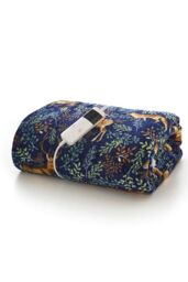 Deyongs Fox & Deer Navy Sherpa Fleece Low Energy Heated Throw 140x180cm - thumbnail 4