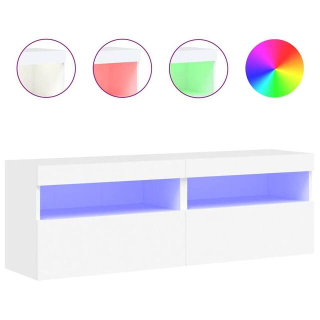 Berkfield Home TV Wall Cabinets with LED Lights 2 pcs White 60x30x40 cm - Size: 60 x 30 x 40 cm - image 1