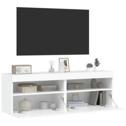 Berkfield Home TV Wall Cabinets with LED Lights 2 pcs White 60x30x40 cm - Size: 60 x 30 x 40 cm - thumbnail 7