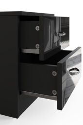 FWStyle Chilton 2 Drawer Bedside Table Chest Black Gloss (H) 46 (W) 45 (D) 40cm - thumbnail 4