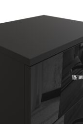 FWStyle Chilton 2 Drawer Bedside Table Chest Black Gloss (H) 46 (W) 45 (D) 40cm - thumbnail 5
