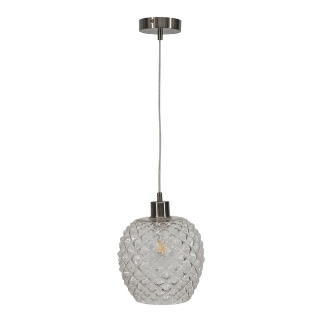 First Choice Lighting Baine - Clear Textured Glass with Satin Nickel Pendant Fitting - image 1