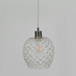 First Choice Lighting Baine - Clear Textured Glass with Satin Nickel Pendant Fitting - thumbnail 5