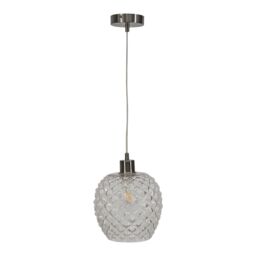 First Choice Lighting Baine - Clear Textured Glass with Satin Nickel Pendant Fitting