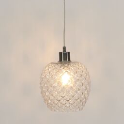First Choice Lighting Baine - Clear Textured Glass with Satin Nickel Pendant Fitting - thumbnail 6