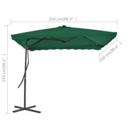 Berkfield Home Outdoor Parasol with Steel Pole 250x250 cm Green - thumbnail 6