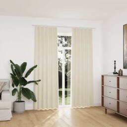 Berkfield Home Elegant Blackout Curtains 2 pcs with Hooks Velvet Cream 140x225 cm - thumbnail 2