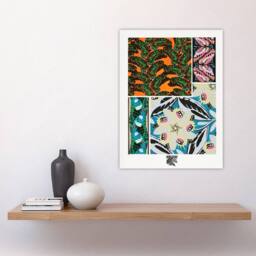 "Artery8 Bright Vintage Butterfly Patterns Vintage Wall Art Print Seguy - Size: W18"" x H24""" - thumbnail 4