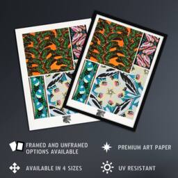 "Artery8 Bright Vintage Butterfly Patterns Vintage Wall Art Print Seguy - Size: W18"" x H24""" - thumbnail 2