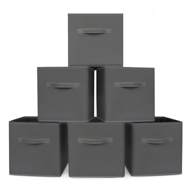 LIVIVO Foldable Storage Cube Boxes - Set of 6 in Grey - image 1