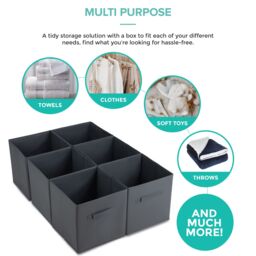 LIVIVO Foldable Storage Cube Boxes - Set of 6 in Grey - thumbnail 5