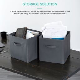 LIVIVO Foldable Storage Cube Boxes - Set of 6 in Grey - thumbnail 4