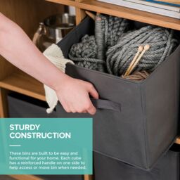 LIVIVO Foldable Storage Cube Boxes - Set of 6 in Grey - thumbnail 3