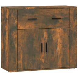 Berkfield Home Sideboard Smoked Oak 80x33x70 cm Engineered Wood in Brown - Size: 80 x 33 x 70 cm - thumbnail 1