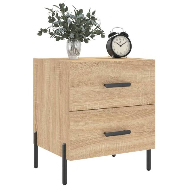 Berkfield Home Modern Bedside Cabinet Sonoma Oak 40x35x47.5 cm Engineered Wood in Brown - image 1