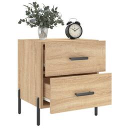 Berkfield Home Modern Bedside Cabinet Sonoma Oak 40x35x47.5 cm Engineered Wood in Brown - thumbnail 4