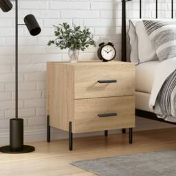 Berkfield Home Modern Bedside Cabinet Sonoma Oak 40x35x47.5 cm Engineered Wood in Brown - thumbnail 2