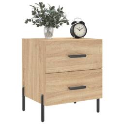 Berkfield Home Modern Bedside Cabinet Sonoma Oak 40x35x47.5 cm Engineered Wood in Brown - thumbnail 1