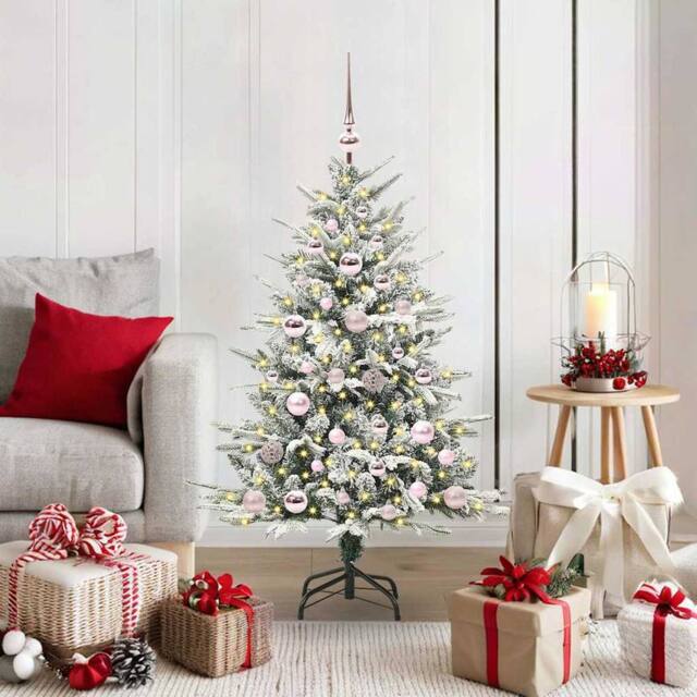 Berkfield Home Artificial Pre-lit Christmas Tree with Ball Set Green 120 cm - image 1