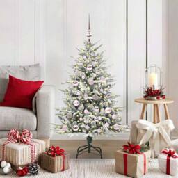 Berkfield Home Artificial Pre-lit Christmas Tree with Ball Set Green 120 cm - thumbnail 1
