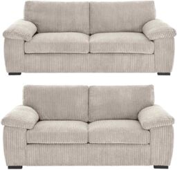 SOFASELECTION UK Men's Jumbo Cord Amalfi 3+2 Seater Sofa in Grey in Cream - Size: 5 Pack