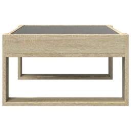 Berkfield Home Coffee Table with Infinity LED Sonoma Oak 70x53x30 cm in Natural - Size: 70 x 53 x 30 cm - thumbnail 7
