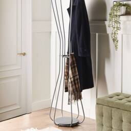 Wyld and Coco Hourglass Silver Coat Stand 165cm - Freestanding Industrial - thumbnail 1