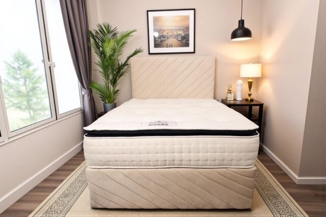 Knight Sleep 3000 Royal Pillowtop 40cm Deep Pocket Sprung Cool Blue Memory Foam Mattress in White - Size: King - image 1