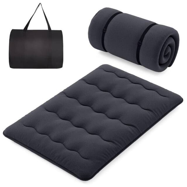 Costway King Size Japanese Floor Mattress Futon Mattress 190x135x10cm-Black in Dark Grey - Size: 190 x 135 x 10 cm - image 1
