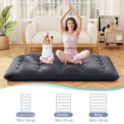 Costway King Size Japanese Floor Mattress Futon Mattress 190x135x10cm-Black in Dark Grey - Size: 190 x 135 x 10 cm - thumbnail 4