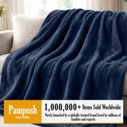 Pamposh Extra Large Flannel Fleece Blankets Reversible Cozy Bed & Sofa Throw in Navy - Size: Medium - thumbnail 3