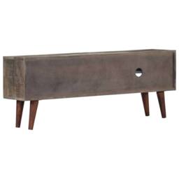 Berkfield Home TV Cabinet Grey 130x30x46 cm Solid Rough Mango Wood - Size: 130 x 30 x 46 cm - thumbnail 1