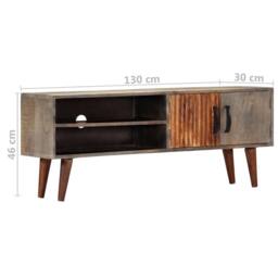 Berkfield Home TV Cabinet Grey 130x30x46 cm Solid Rough Mango Wood - Size: 130 x 30 x 46 cm - thumbnail 9