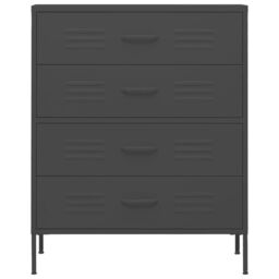 Berkfield Home Chest of Drawers Anthracite 80x35x101.5 cm Steel in Black - thumbnail 3