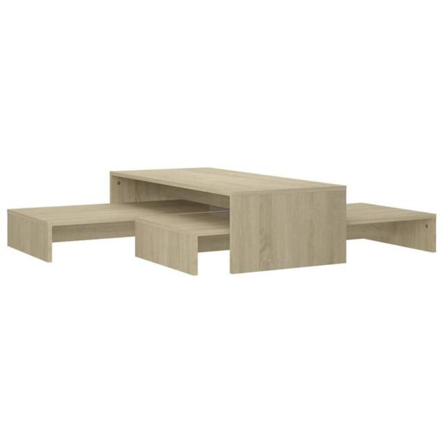 Berkfield Home Nesting Coffee Table Set Sonoma Oak 100x100x26.5 cm Engineered Wood in Light Brown - image 1
