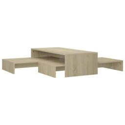 Berkfield Home Nesting Coffee Table Set Sonoma Oak 100x100x26.5 cm Engineered Wood in Light Brown - thumbnail 1