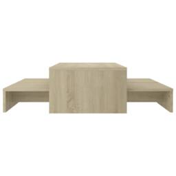 Berkfield Home Nesting Coffee Table Set Sonoma Oak 100x100x26.5 cm Engineered Wood in Light Brown - thumbnail 4