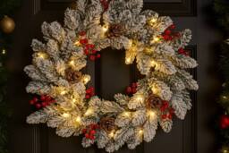Marco Paul Pre-Lit Christmas Snow Flocked Wreath in White - thumbnail 8