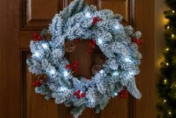 Marco Paul Pre-Lit Christmas Snow Flocked Wreath in White - thumbnail 7