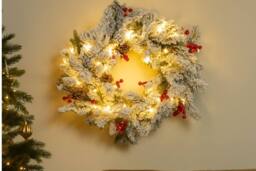 Marco Paul Pre-Lit Christmas Snow Flocked Wreath in White - thumbnail 9