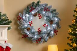 Marco Paul Pre-Lit Christmas Snow Flocked Wreath in White - thumbnail 6