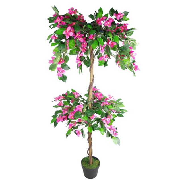 Leaf Artificial 140cm EXTRA LARGE Flowering Rhododendron Bush Tree in Dark Pink - image 1