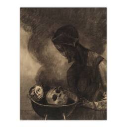 "Artery8 Cauldron of the Sorceress Redon Vintage Wall Art Print Poster in Grey - Size: W12"" x H16""" - thumbnail 1