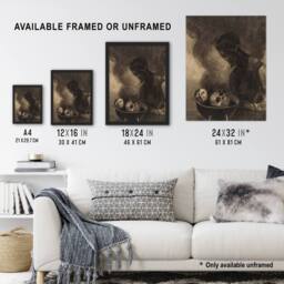 "Artery8 Cauldron of the Sorceress Redon Vintage Wall Art Print Poster in Grey - Size: W12"" x H16""" - thumbnail 3