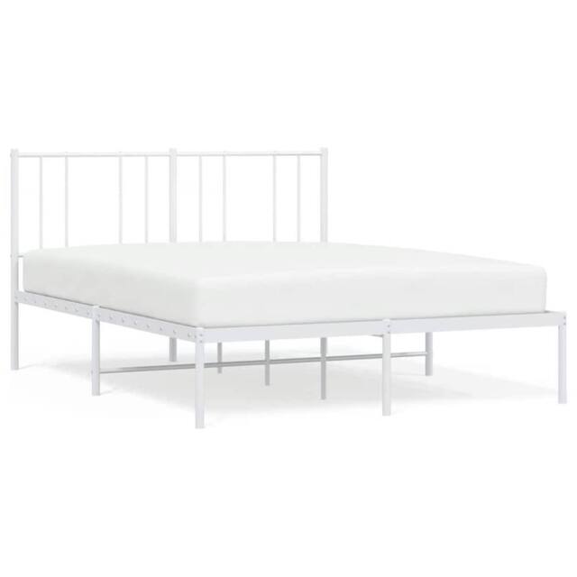 Berkfield Home Metal Bed Frame with Headboard White 120x200 cm - Size: Small Double - image 1