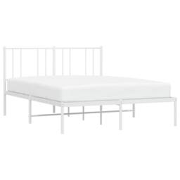 Berkfield Home Metal Bed Frame with Headboard White 120x200 cm - Size: Small Double - thumbnail 5